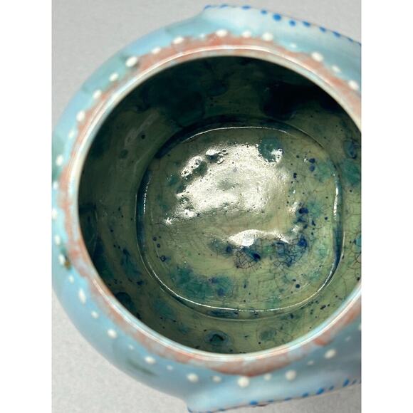 Unique Elephant Stoneware Pottery Mug Signed By Artist Blue Raised - Picture 8 of 9